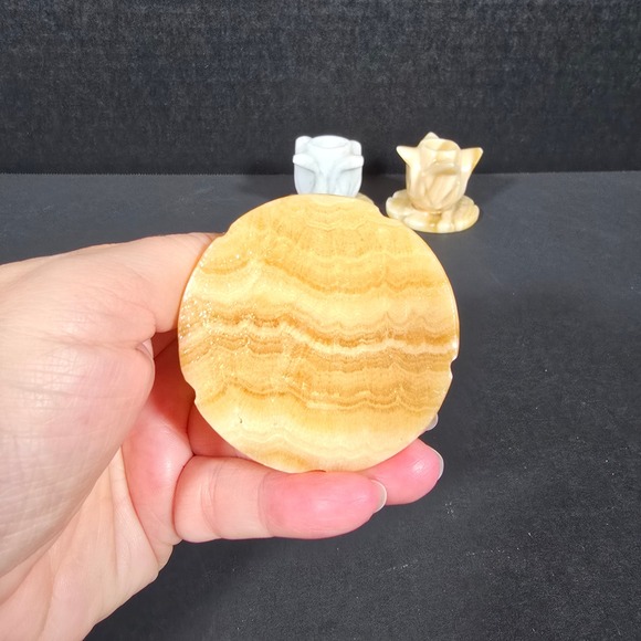 Set of‎ 3 Vintage Carved Marble Onyx Stone Candle Stick Holder Tulip Design - Picture 3 of 10